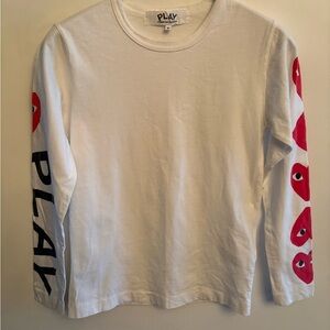 Comme des Garcons “5 hearts” White Long Sleeve Tee size small